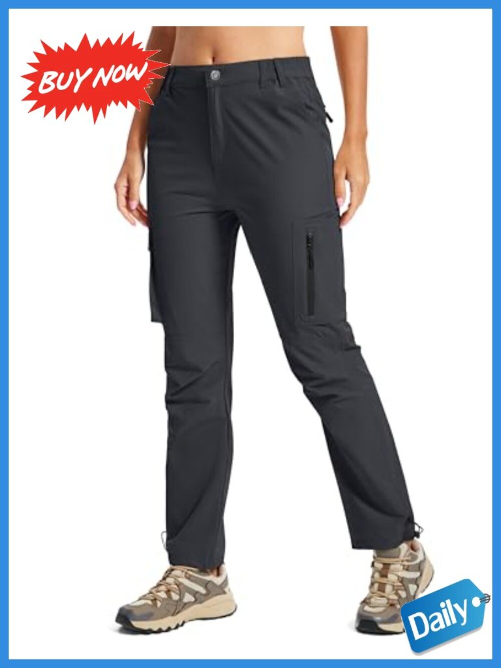 Womens Hiking Cargo Work Pants Quick Dry Water Resistant 6 Pockets